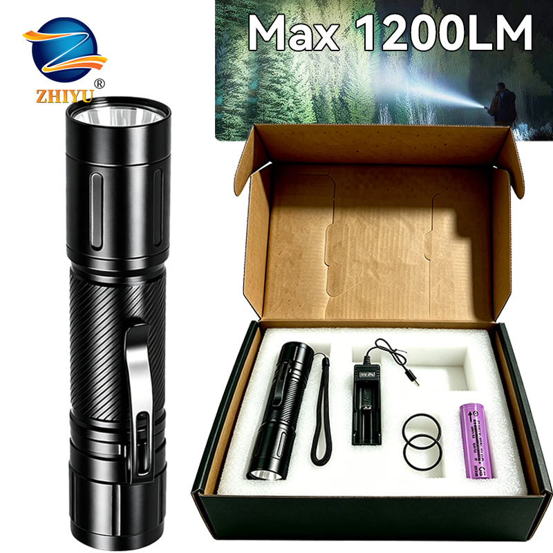Outdoor Lighting Guide - 1200LM LED-Taschenlampe mit Festfokus, Leistungsstarker Scheinwerfer