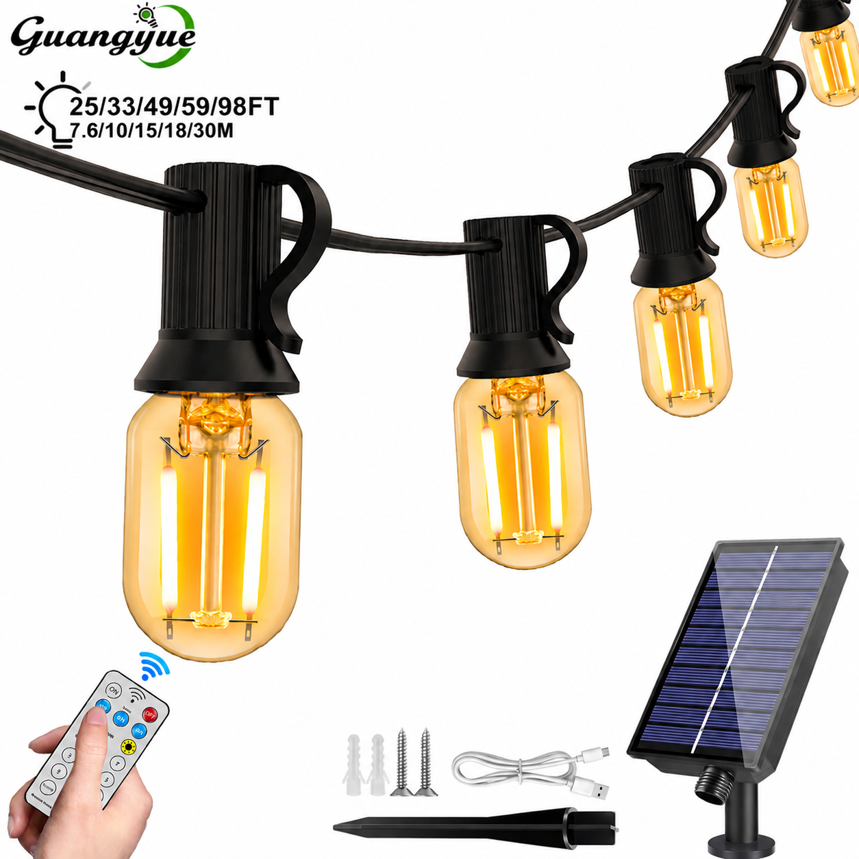String Light Bistro - Solare Außenlichterkette Wasserdicht E12 Glas T22