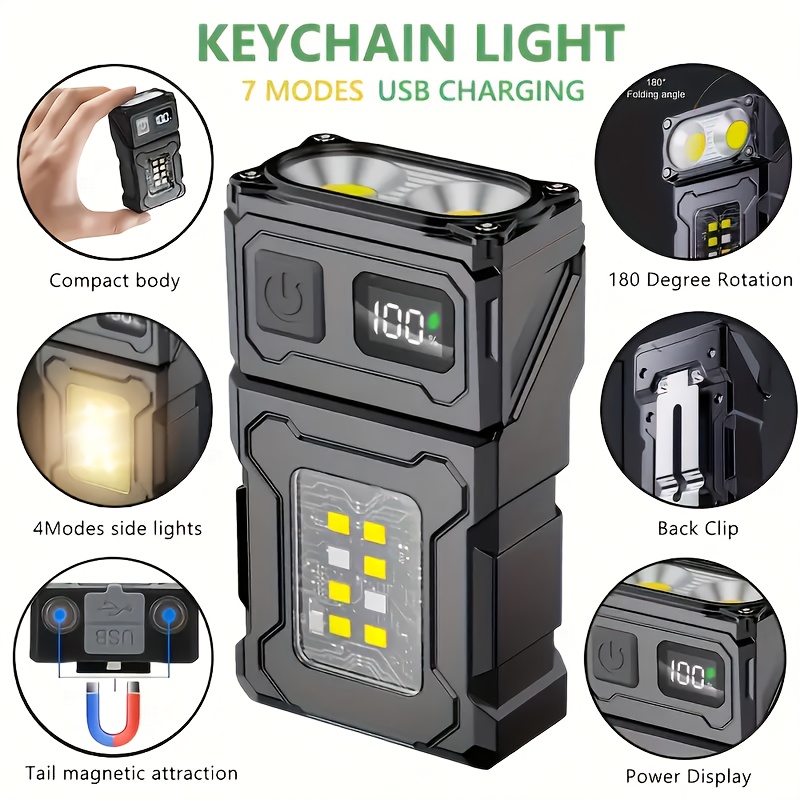 Outdoor Lighting Junction Box - Mini wiederaufladbare LED-Taschenlampe, tragbare seitliche COB-Taschenlampe
