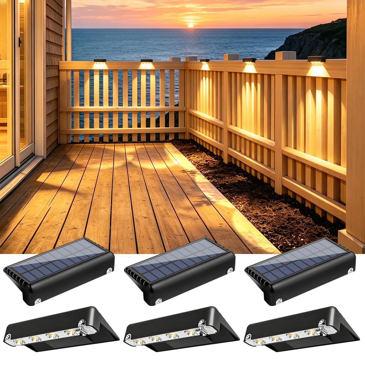 Dusk To Dawn Bulb - Solar-Zaunleuchte Solar-Terrassenleuchte Solar-Gartenleuchte 4 Hochleistungs-LEDs Linse