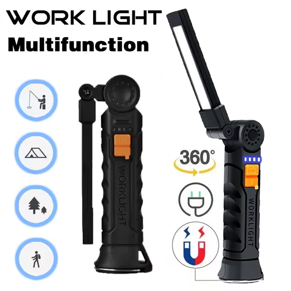 Outdoor Lighting Junction Box - Tragbare COB-LED-Taschenlampe, wiederaufladbare USB-Taschenlampe mit magnetischer