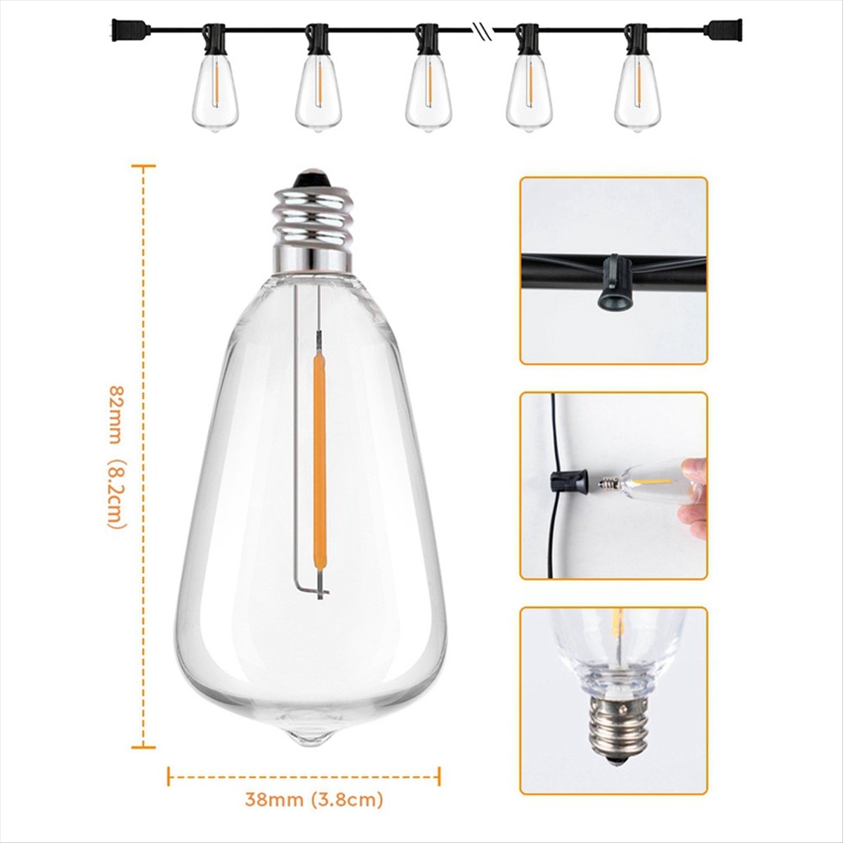 String Light Bistro - Top ST38 LED-Lichterkette für Terrasse, bruchsichere
