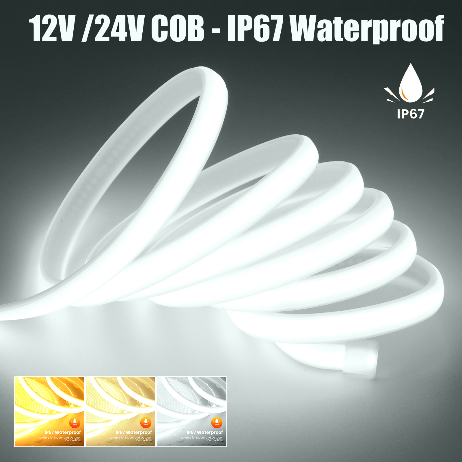 Outdoor Lighting On House - DC12V 24V COB Streifen mit 2PIN/DC