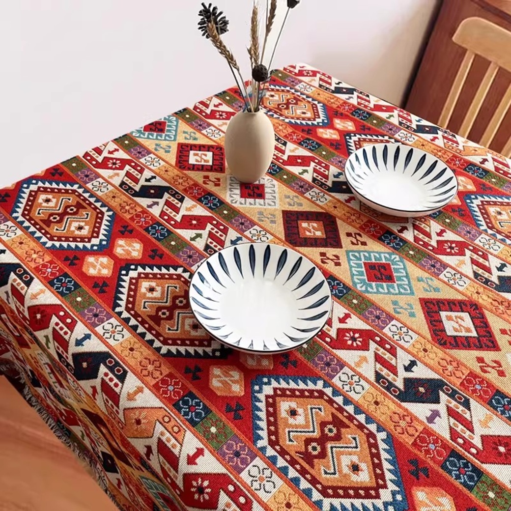 Outdoor Lighting Mediterranean Style - Retro Marokkanischer Stil Baumwoll-Leinen Tischdecke Leichter