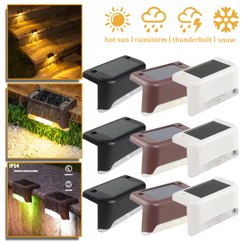Outdoor Lighting For Steps - Solar-Stufenleuchten für den Außenbereich, warmweiße LED,