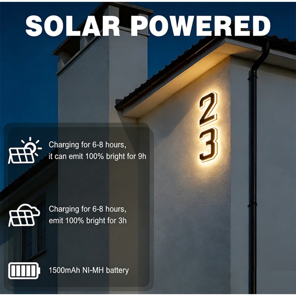 Neues Solar-Adressenschild LED – Outdoor Lighting On House Bewertung und Preis