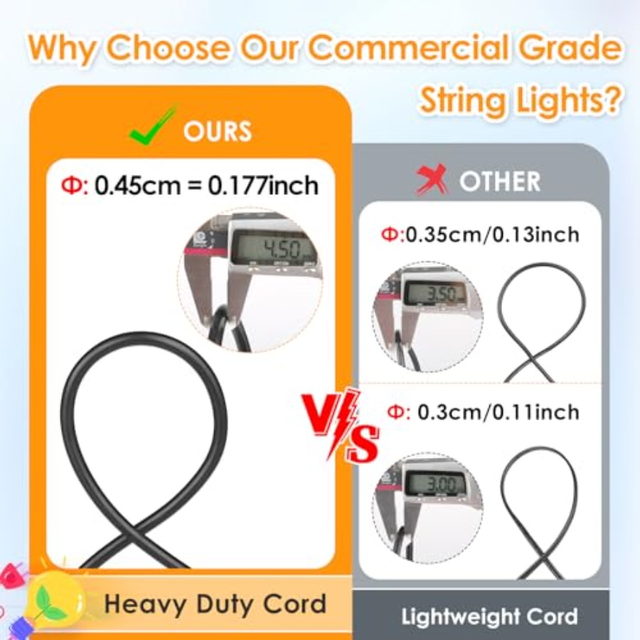 48 Fuß lange wasserdichte dimm – String Light Bistro Bewertung und Preis